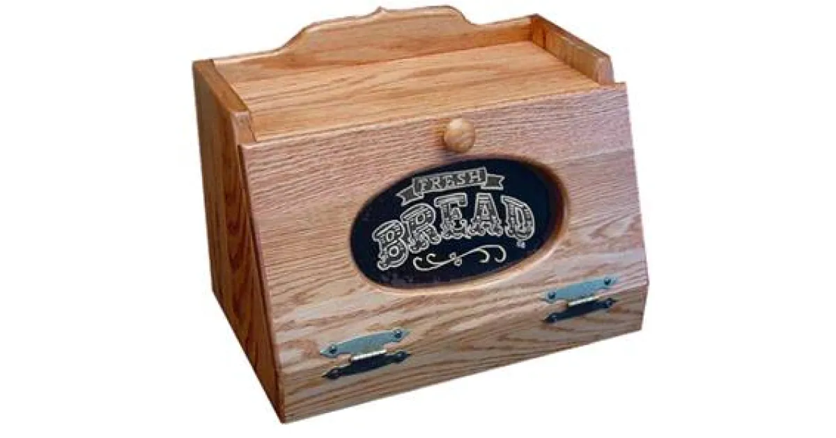 Oak Bread Box, Plexiglass Front Amish Furniture Factory